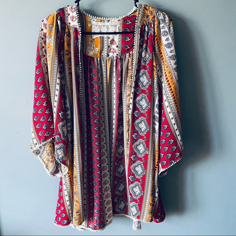 Spool 72 boho printed duster blouse